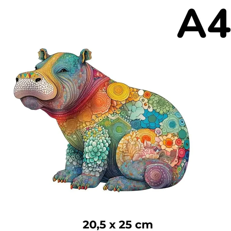 Puzzle en Bois Hippopotame Coloré – HippoPuzzle™