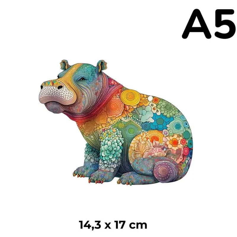 Puzzle en Bois Hippopotame Coloré – HippoPuzzle™