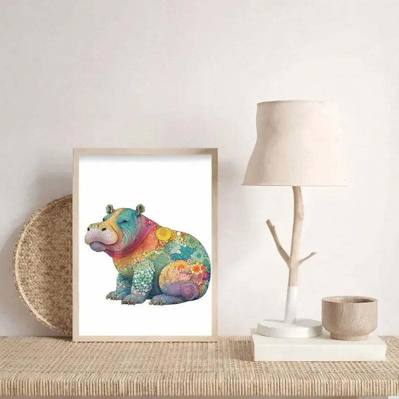 Puzzle en Bois Hippopotame Coloré – HippoPuzzle™
