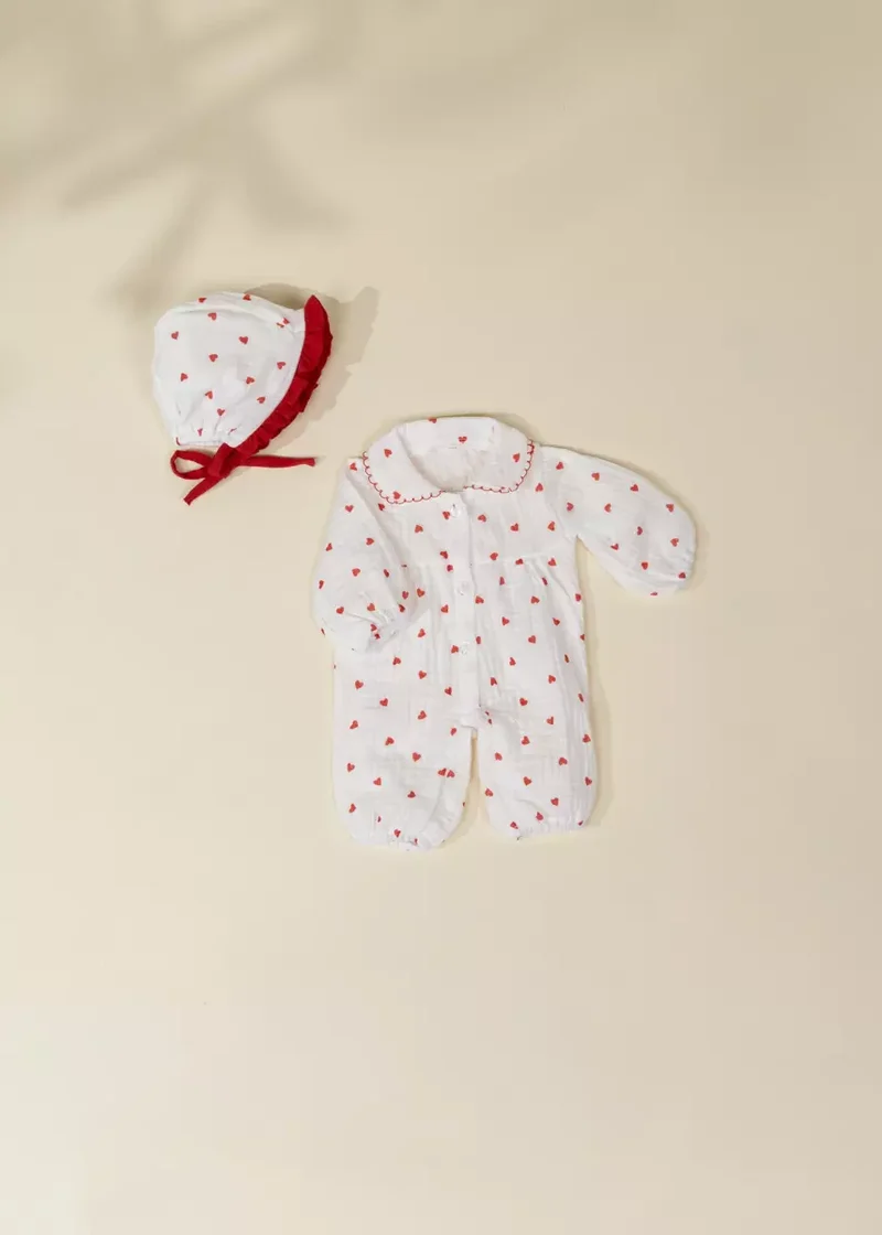 CocoBaby 18" (46 cm) Baby Play Doll Clothing Set – Heart Pajamas