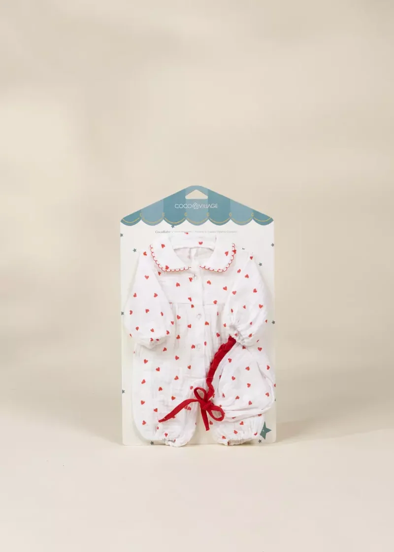 CocoBaby 18" (46 cm) Baby Play Doll Clothing Set – Heart Pajamas