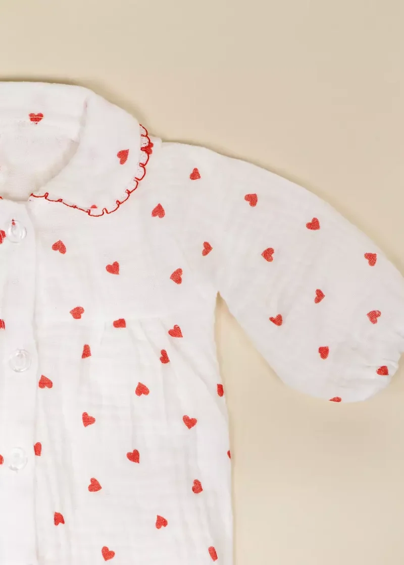 CocoBaby 18" (46 cm) Baby Play Doll Clothing Set – Heart Pajamas