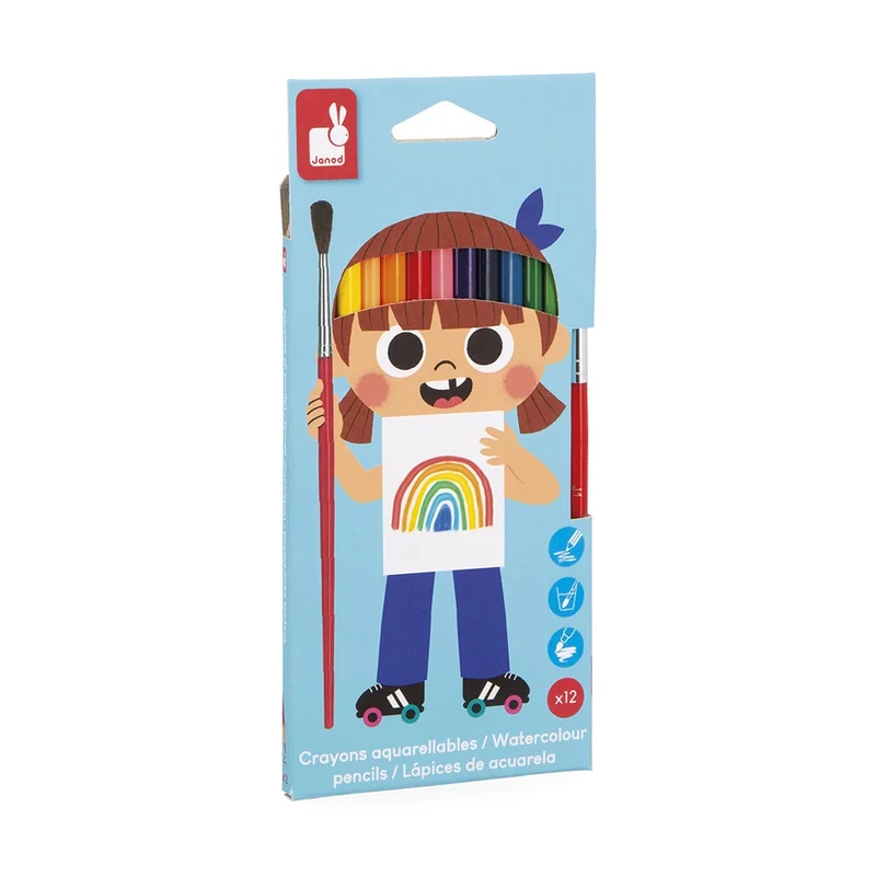Janod - Crayons aquarellables x 12 - 3 ans+