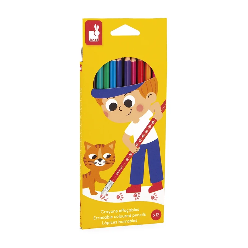 Janod - Crayons effaçables x 12 - 3 ans+