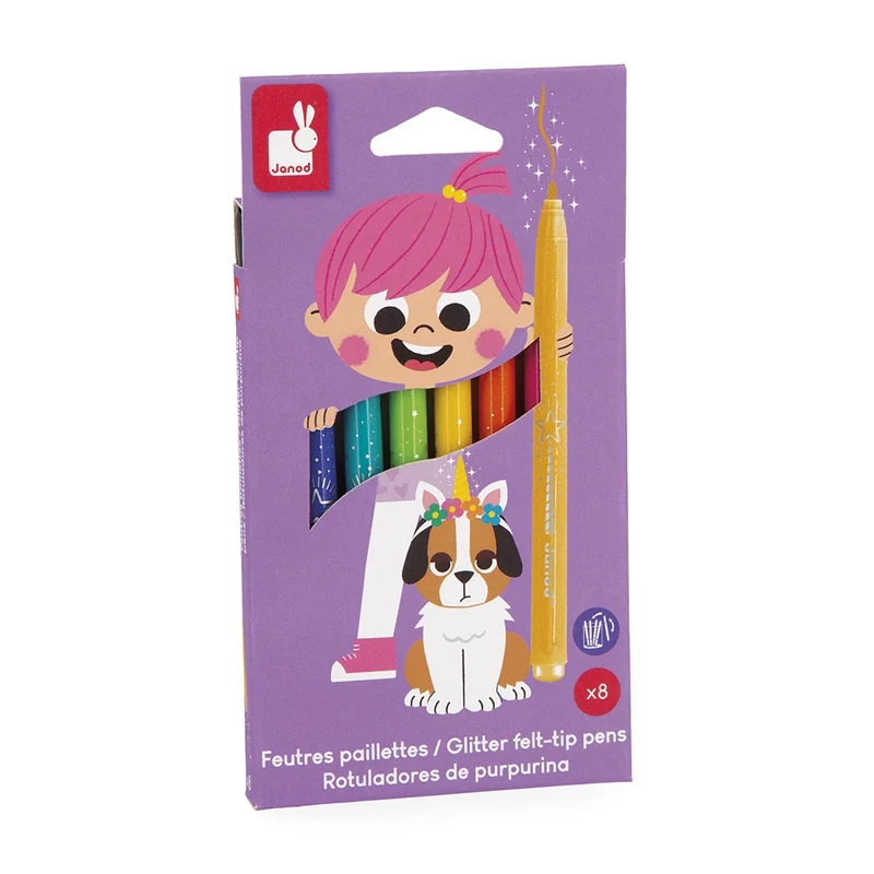 Janod - Feutres pailletés x 8 - 3 ans+
