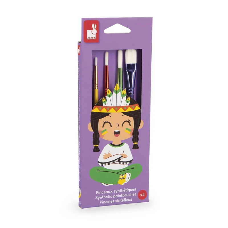 Janod - Kit de 4 pinceaux synthétiques - 3 ans+