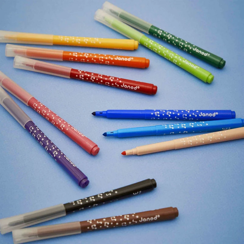 Janod - Feutres longue durée X 12 - 3 ans+
