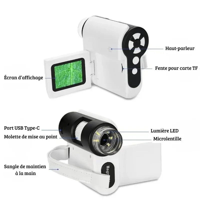 Microscope Numérique Enfant 1000x Écran Rabattable (Pack) – Dès 6 Ans