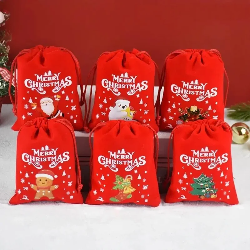 Sac Cadeau Noël – Velours Rouge Festif