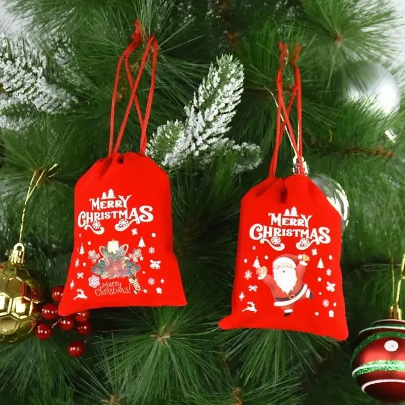Sac Cadeau Noël – Velours Rouge Festif