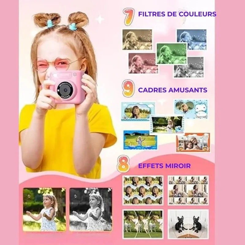 Appareil Photo Enfant – Impression Thermique – PixiPlay™ Rose