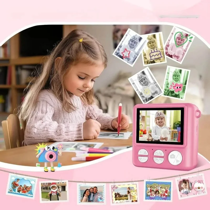 Appareil Photo Enfant – Impression Thermique – PixiPlay™ Rose