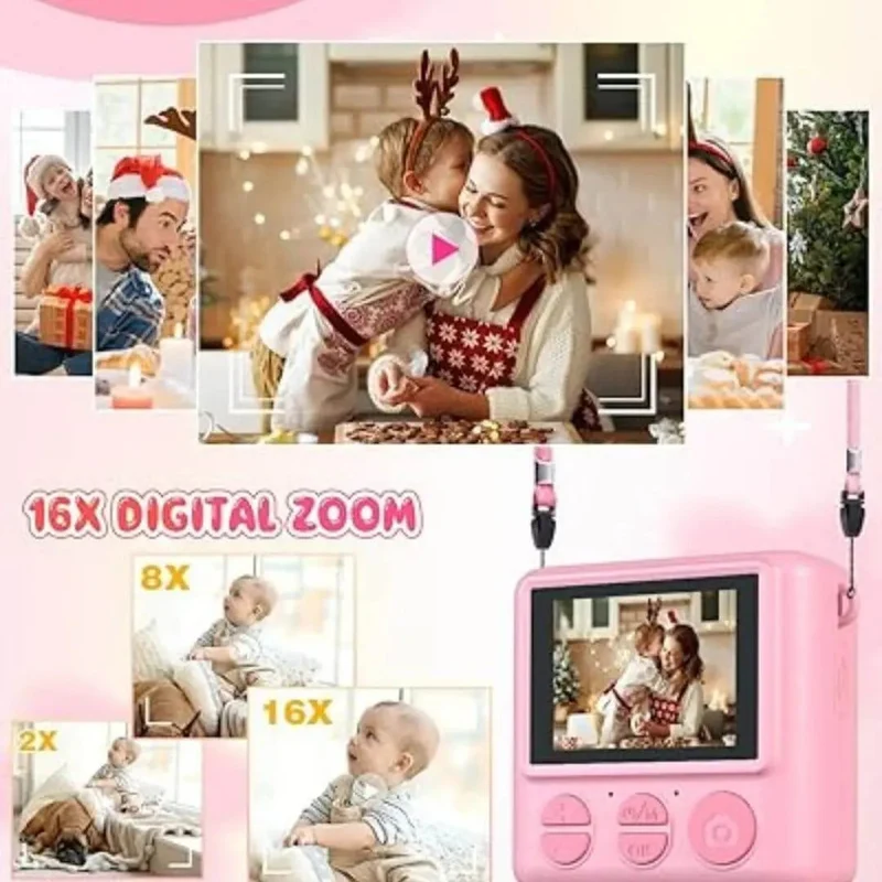 Appareil Photo Enfant – Impression Thermique – PixiPlay™ Rose