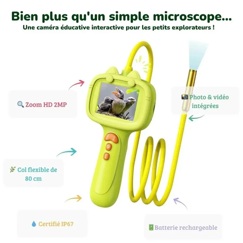 Microscope de Poche Enfant Caméra Flexible Étanche IP67 – Dès 4 Ans