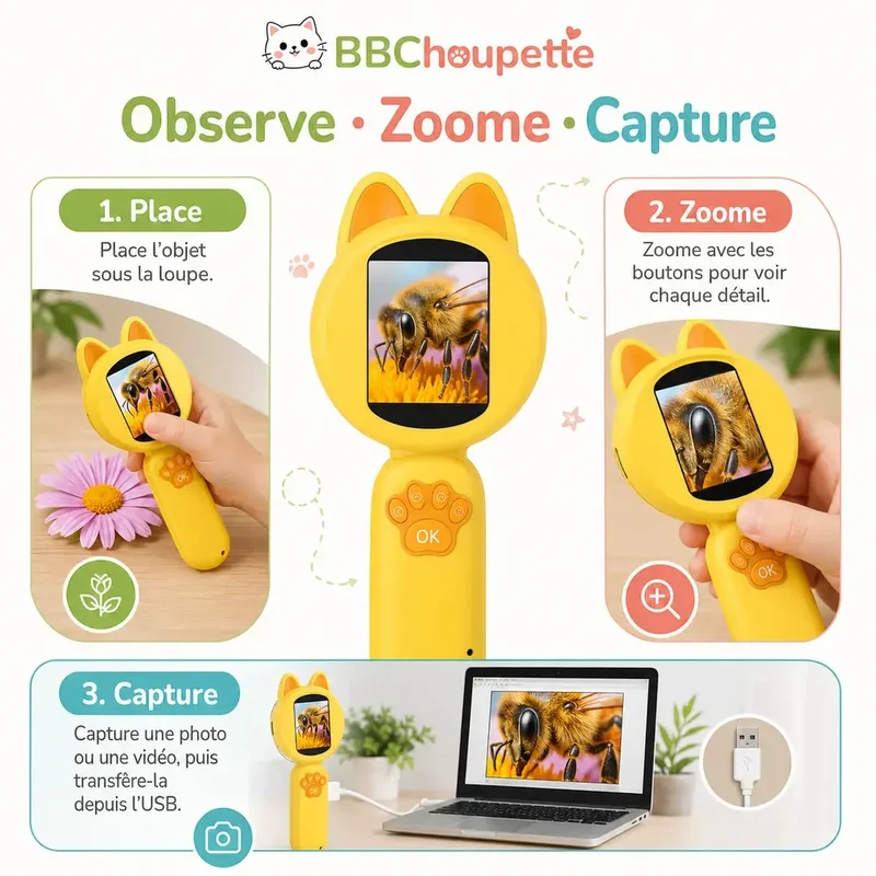 Microscope Enfant avec Jeux Éducatifs – Dès 4 Ans