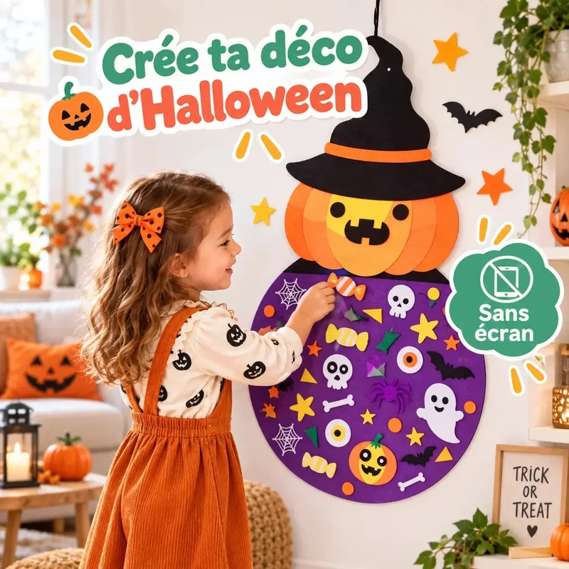 Kit DIY Halloween – Citrouille Sorcière en Feutre