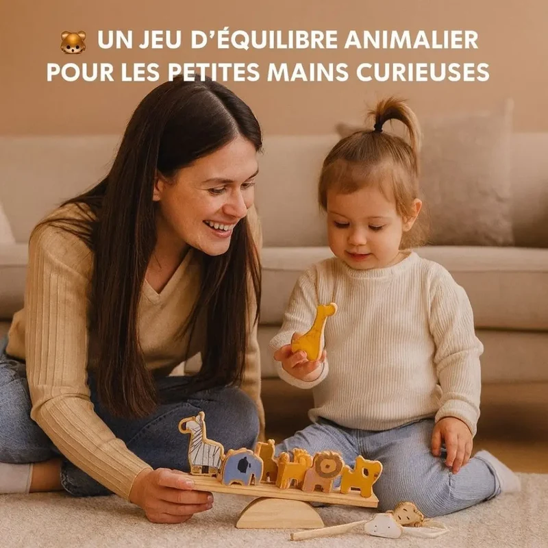 Jouet en Bois Bébé Équilibre Animaux – BalanceZoo™