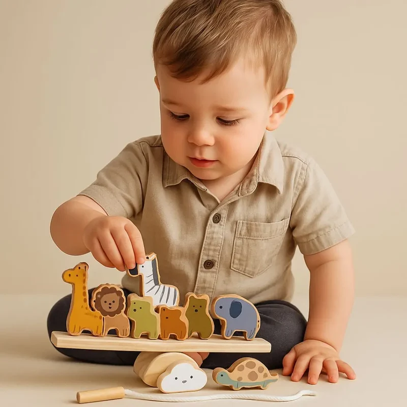 Jouet en Bois Bébé Équilibre Animaux – BalanceZoo™