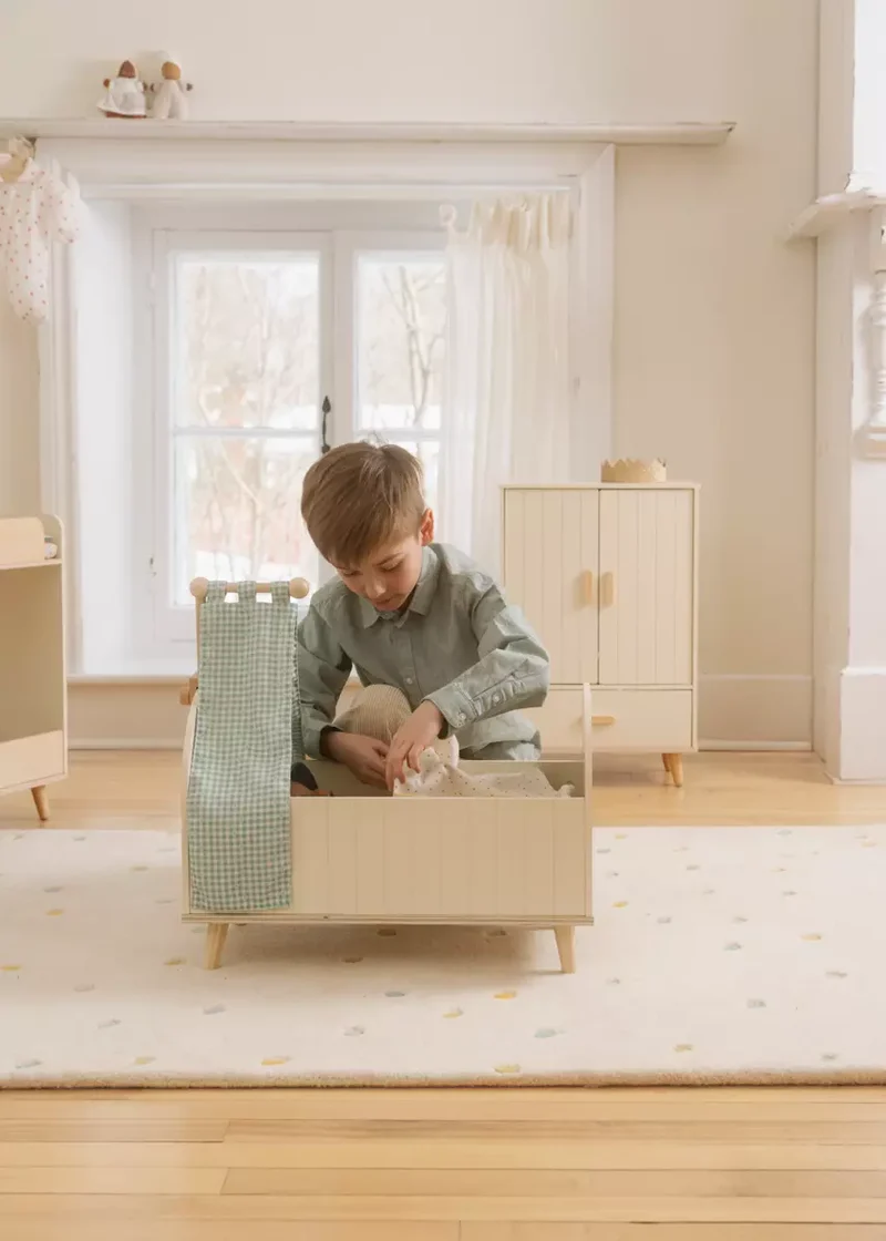 Wooden Dolls’ Crib & Accessories