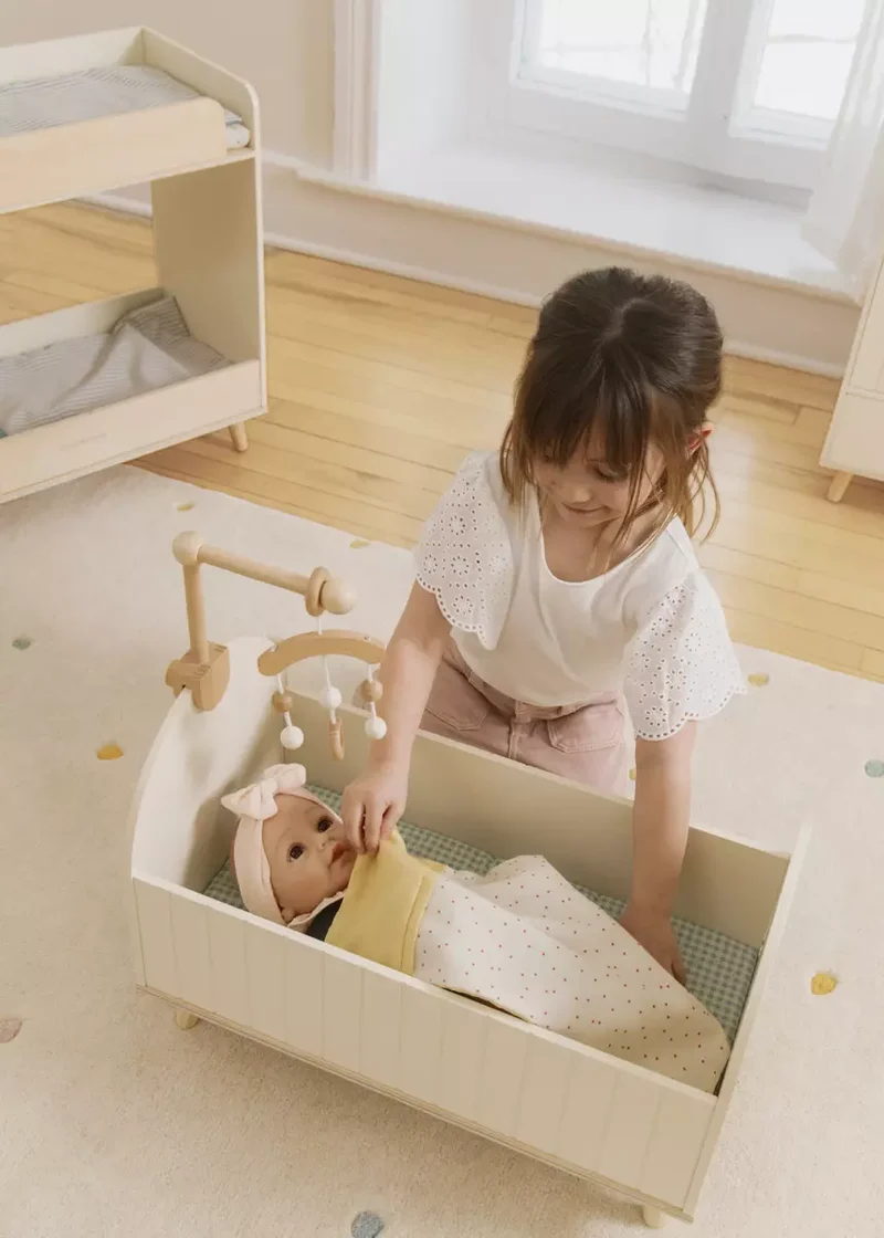 Wooden Dolls’ Crib & Accessories