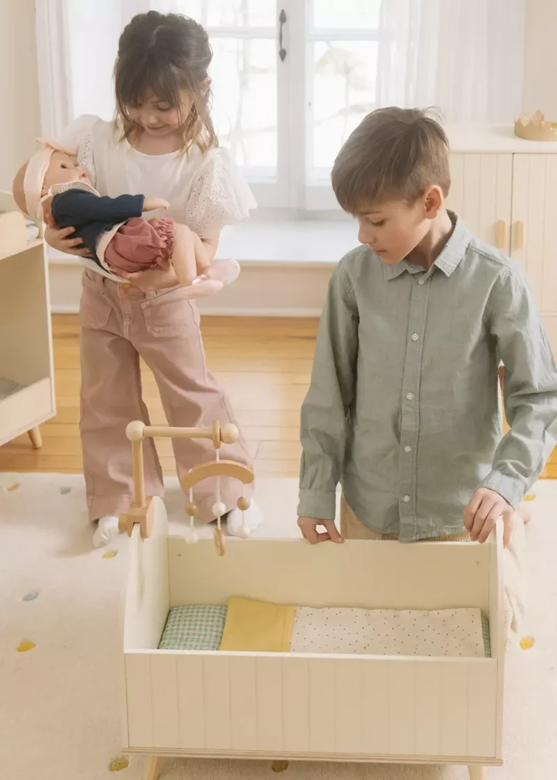 Wooden Dolls’ Crib & Accessories