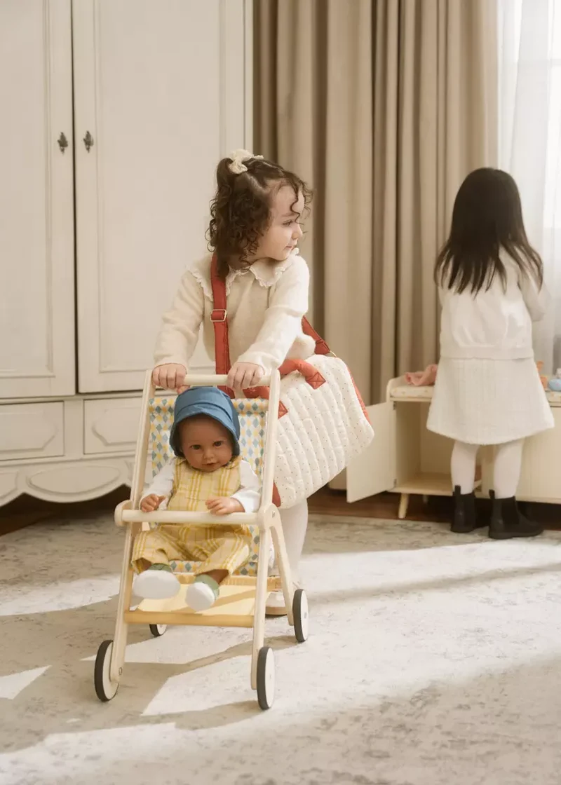 Wooden Dolls’ Stroller
