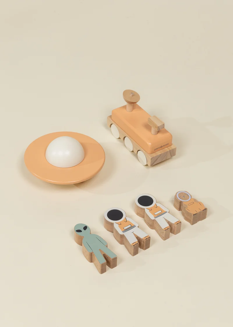 Oversized Wooden Space Station Playset & Accessories