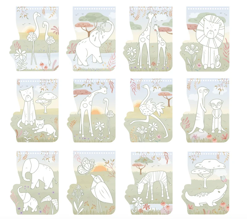 Cahier de coloriage Safari Friends | Flamant rose