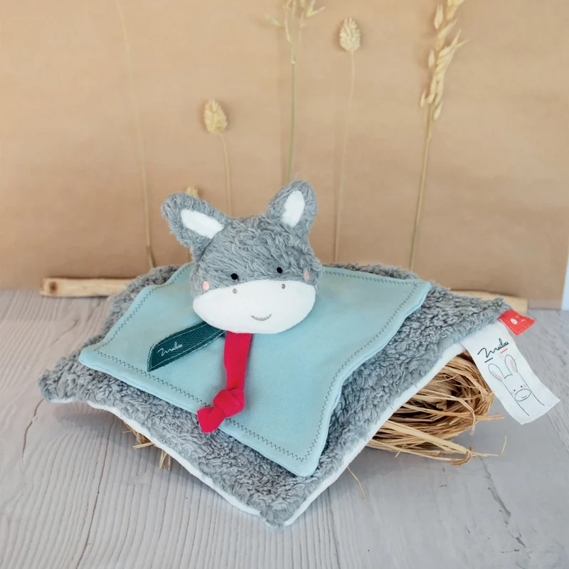Doudou plat Ane en coton BIO
