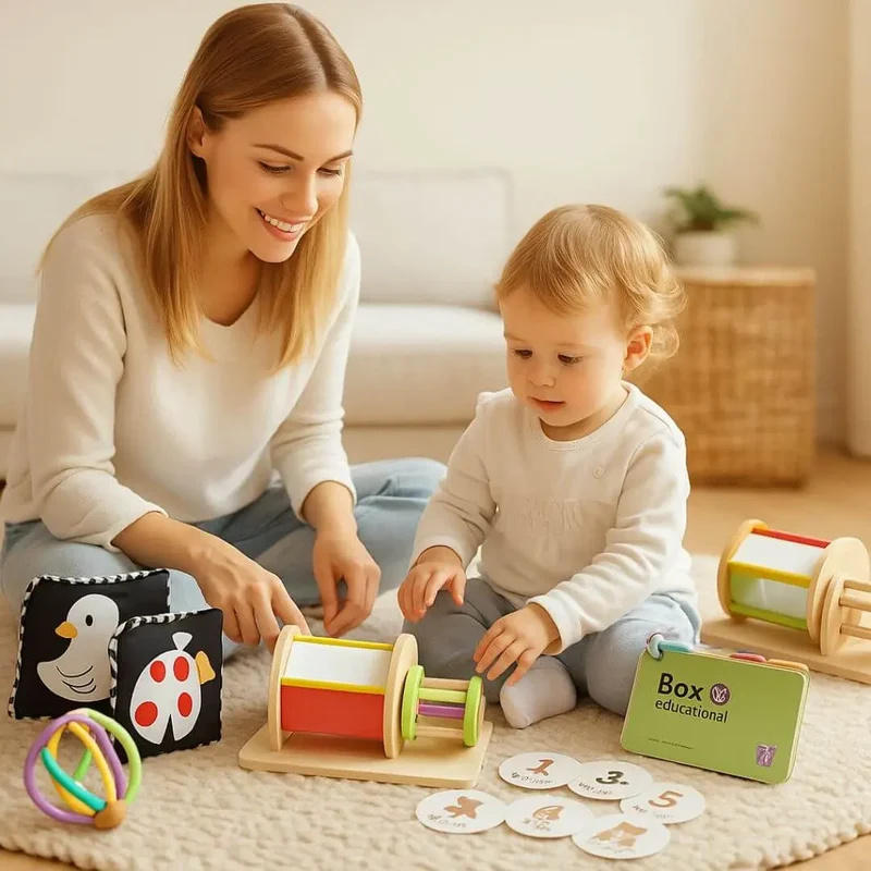 Coffret Jouet en Bois Bébé Montessori 0-6 mois – Bébé Box™
