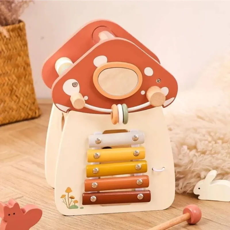Jouet en bois – Cube d’activité Montessori Maison Champignon™