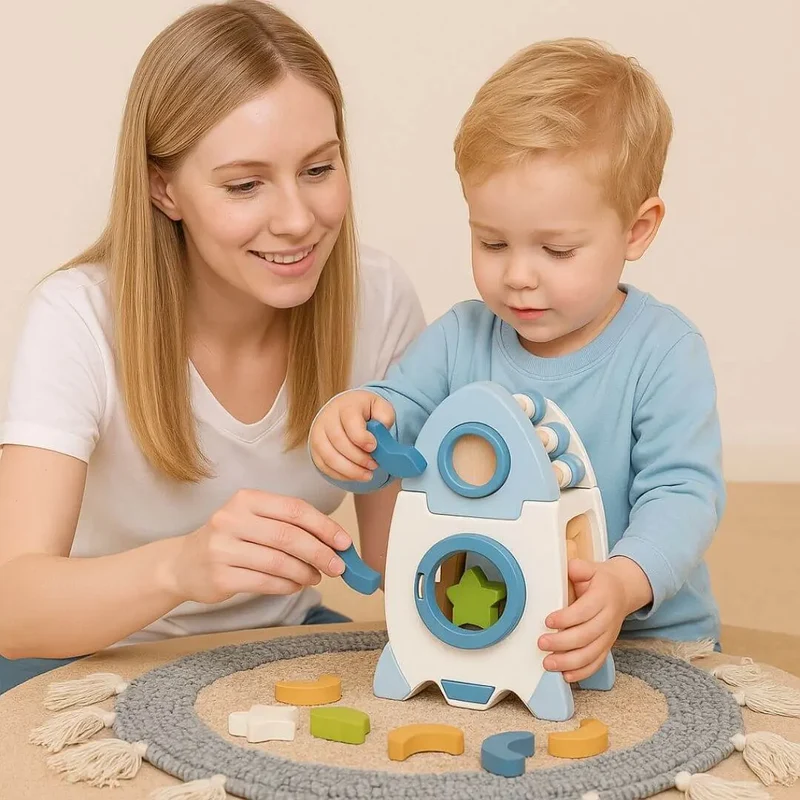 Jouet en Bois Fusée Montessori – Fusée Éveil™