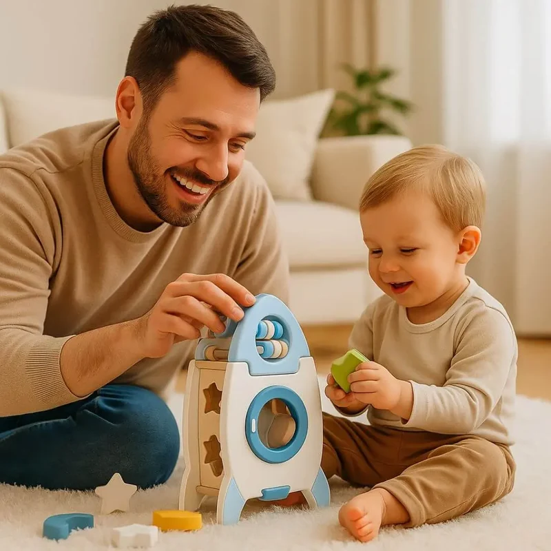 Jouet en Bois Fusée Montessori – Fusée Éveil™