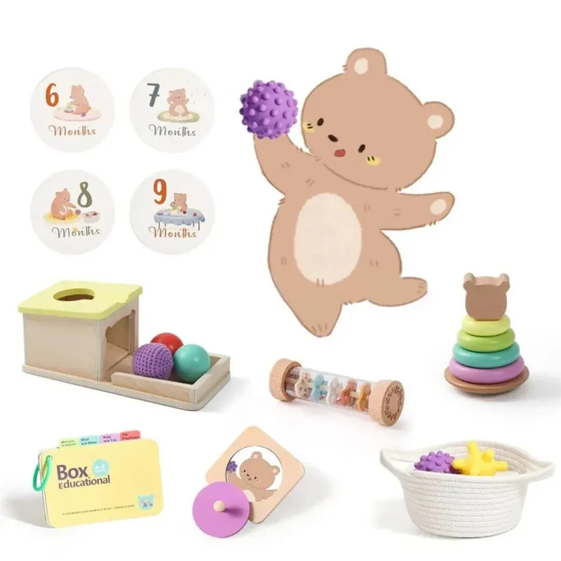 Coffret Jouet en Bois Bébé Montessori 6-9 mois – MontessoriBox™