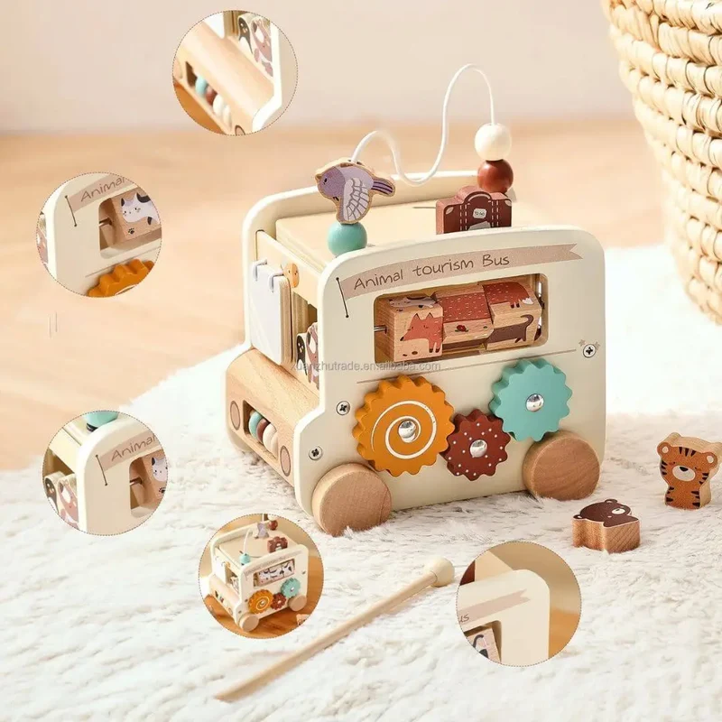 Jouet en bois Bus Montessori – AnimalBus™
