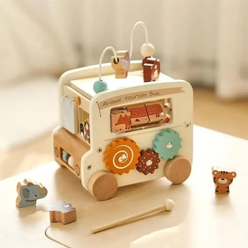 Jouet en bois Bus Montessori – AnimalBus™