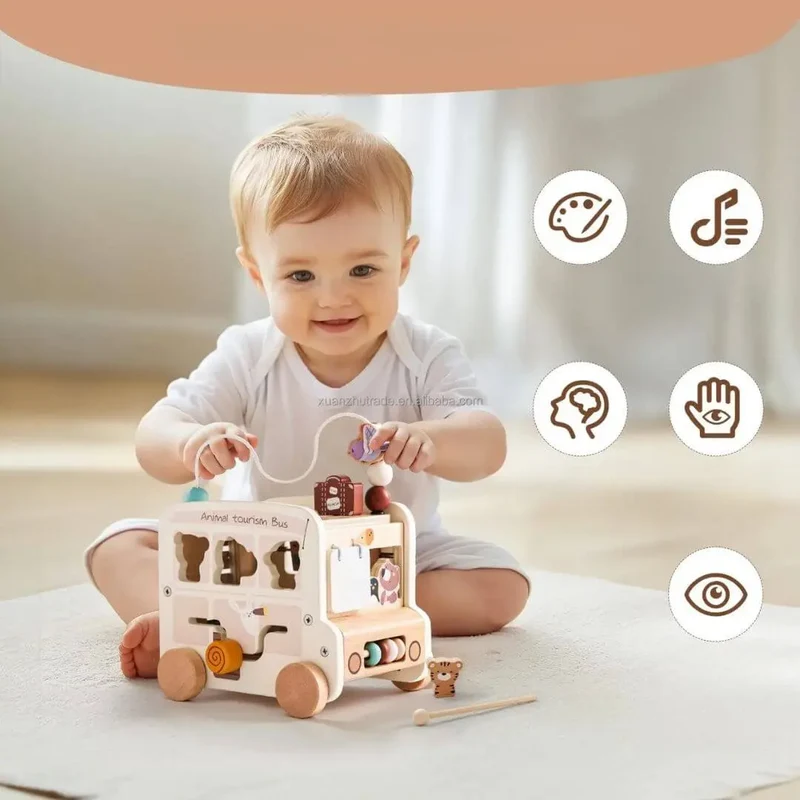 Jouet en bois Bus Montessori – AnimalBus™