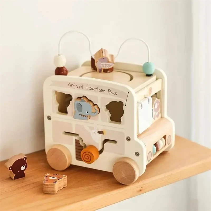 Jouet en bois Bus Montessori – AnimalBus™