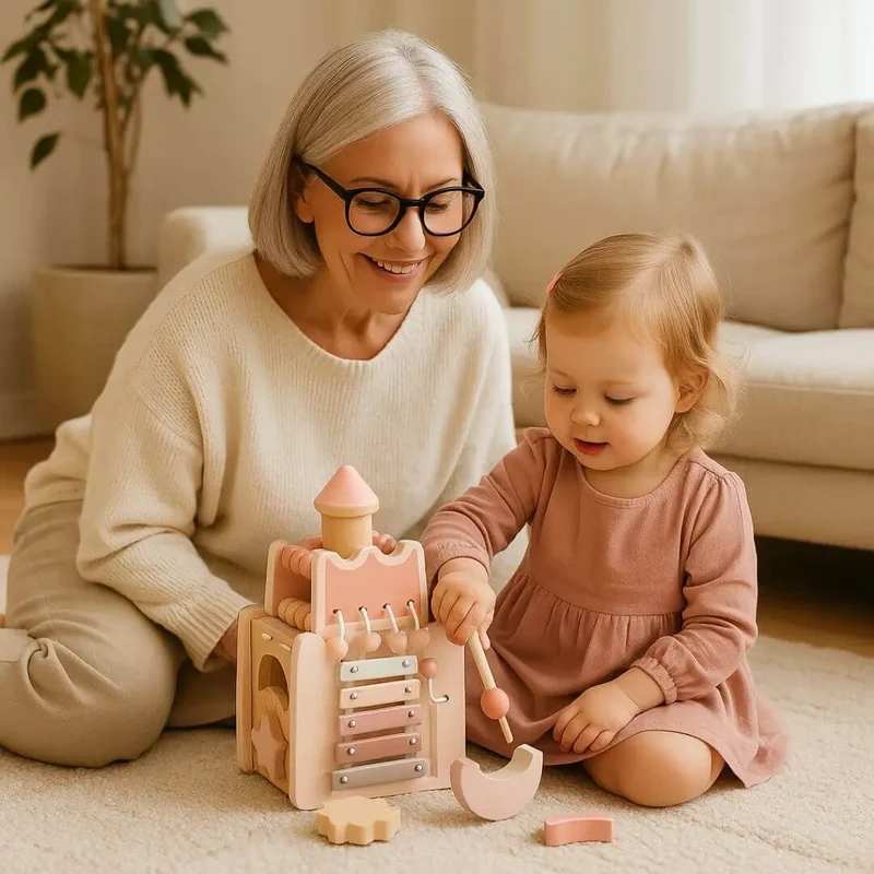 Jouet en Bois Bébé Château Musical – CastleMelody™