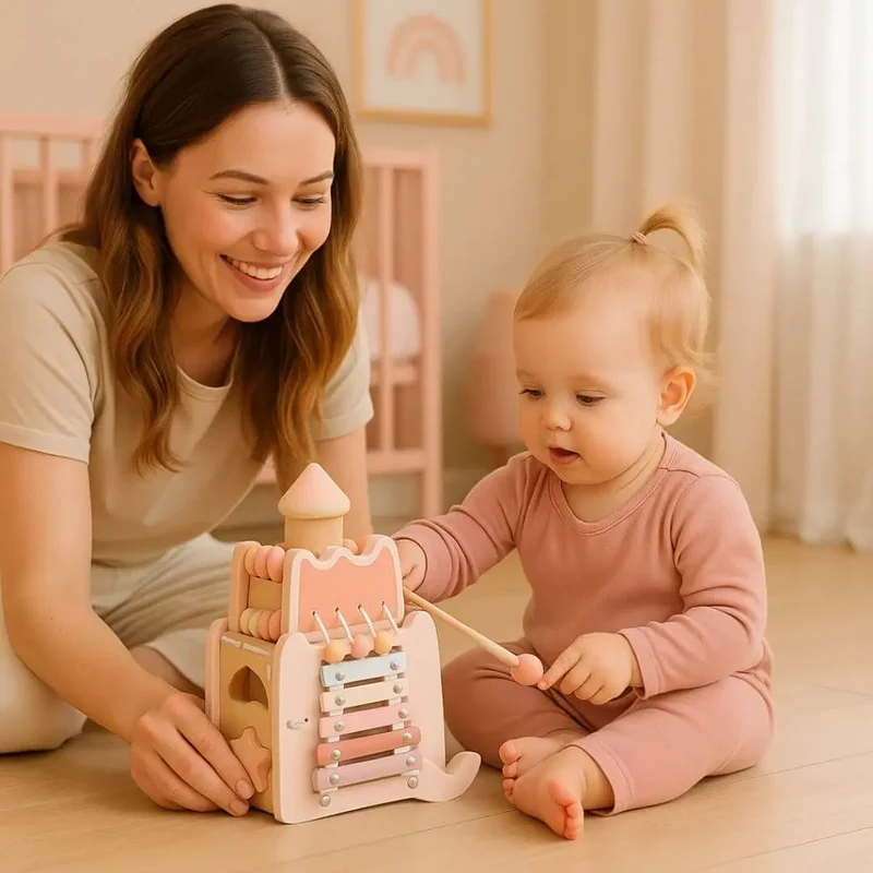Jouet en Bois Bébé Château Musical – CastleMelody™