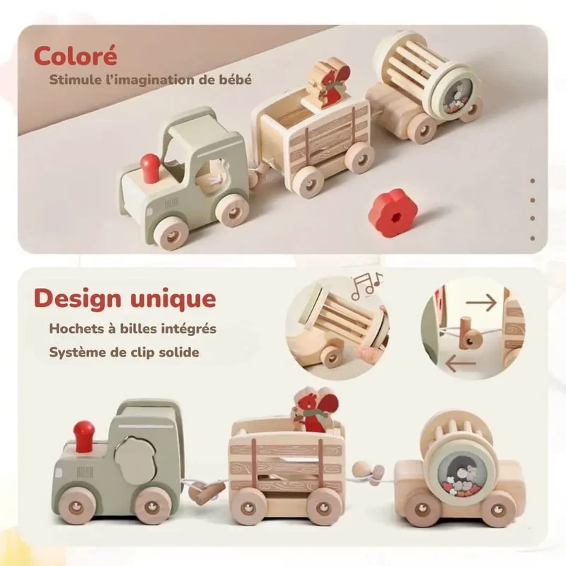 Train en Bois Animalier Montessori - Wooden Train Toy™