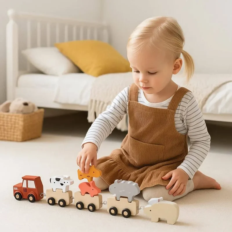 Train en Bois avec Animaux à Trier – FarmTrain™