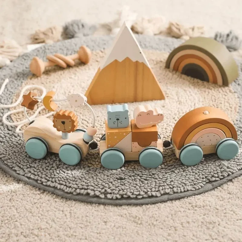 Train en Bois Montessori Animaux et Arc-en-Ciel – ColorTrain™