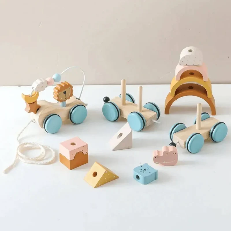 Train en Bois Montessori Animaux et Arc-en-Ciel – ColorTrain™