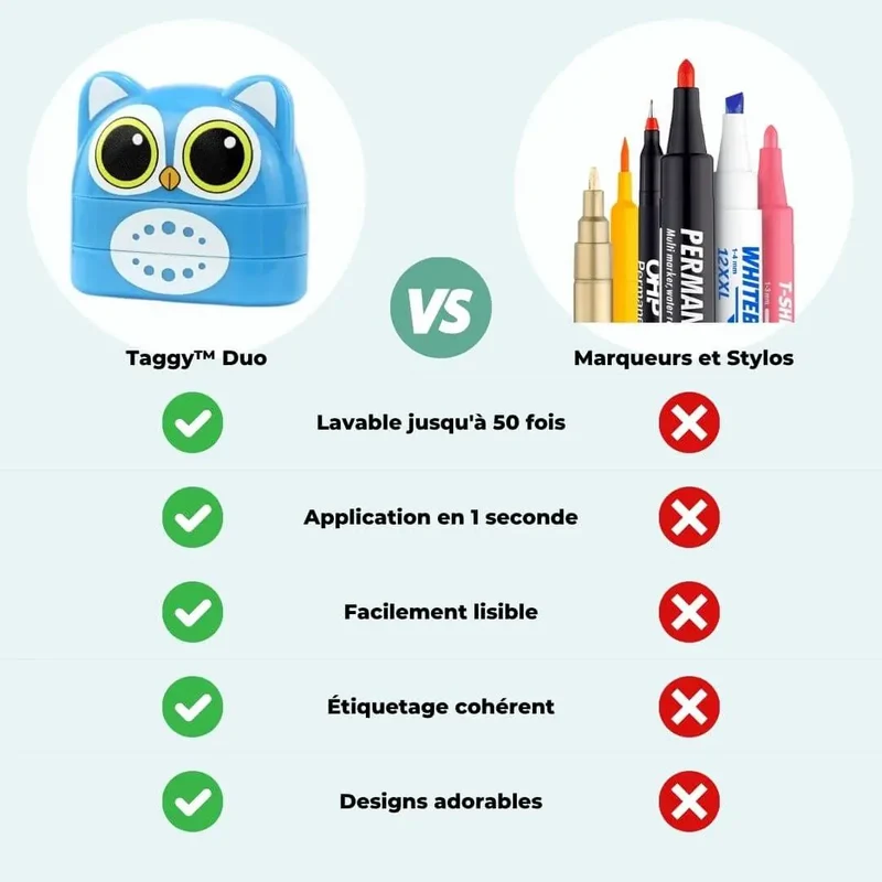 Tampon Personnalisé Double Face Noir & Blanc – Taggy™