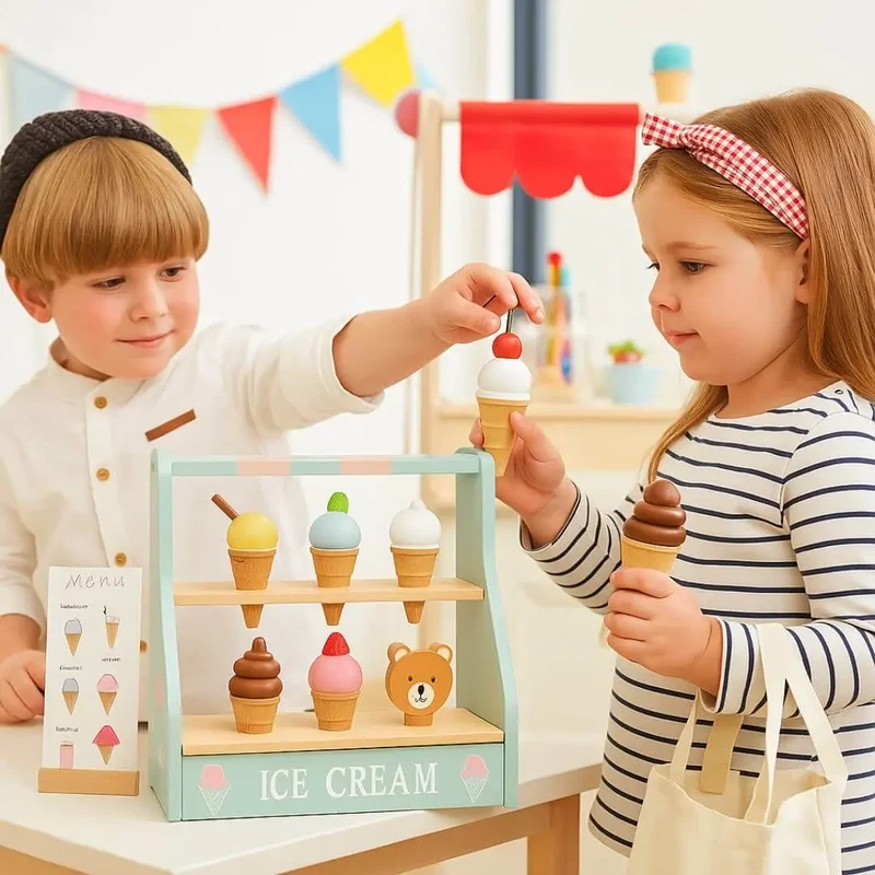 Dinette en bois – Ensemble Comptoir de Crème Glacée WOUG™