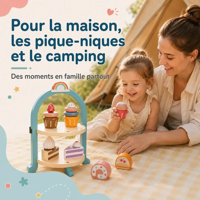 Service à Gâteaux en Bois pour Enfant – SweetTower™