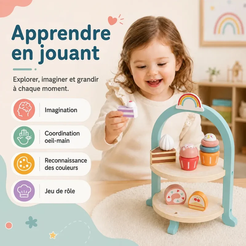 Service à Gâteaux en Bois pour Enfant – SweetTower™