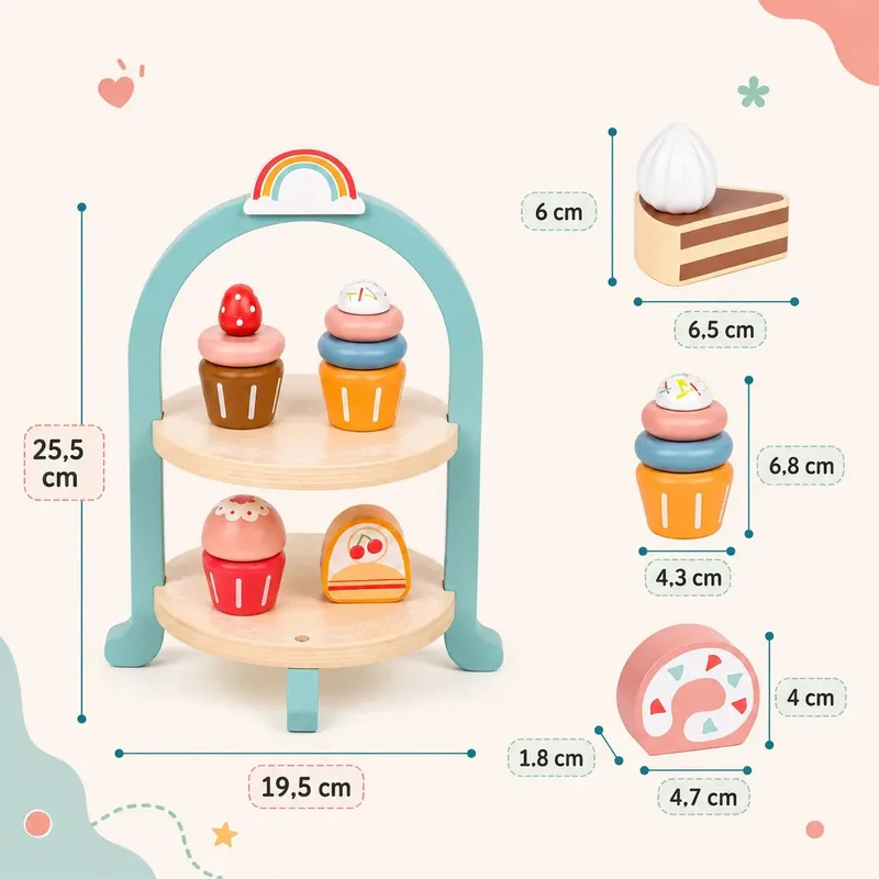 Service à Gâteaux en Bois pour Enfant – SweetTower™
