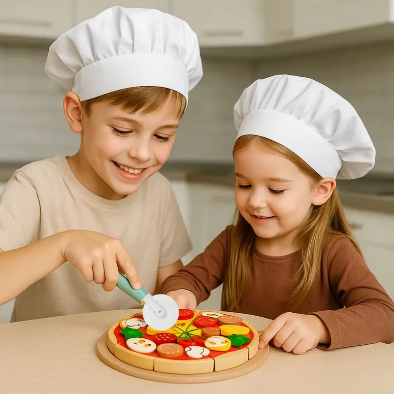 Pizza en Bois Jouet à Garnir – PizzaPlay™